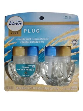 Febreze Luxe LIMITED EDITION Plug Refills - Air Freshener Warm Ocean Breeze New